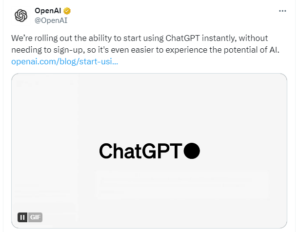 OpenAI解除門檻！無需註冊也可使用ChatGPT