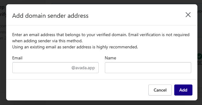 Add domain sender