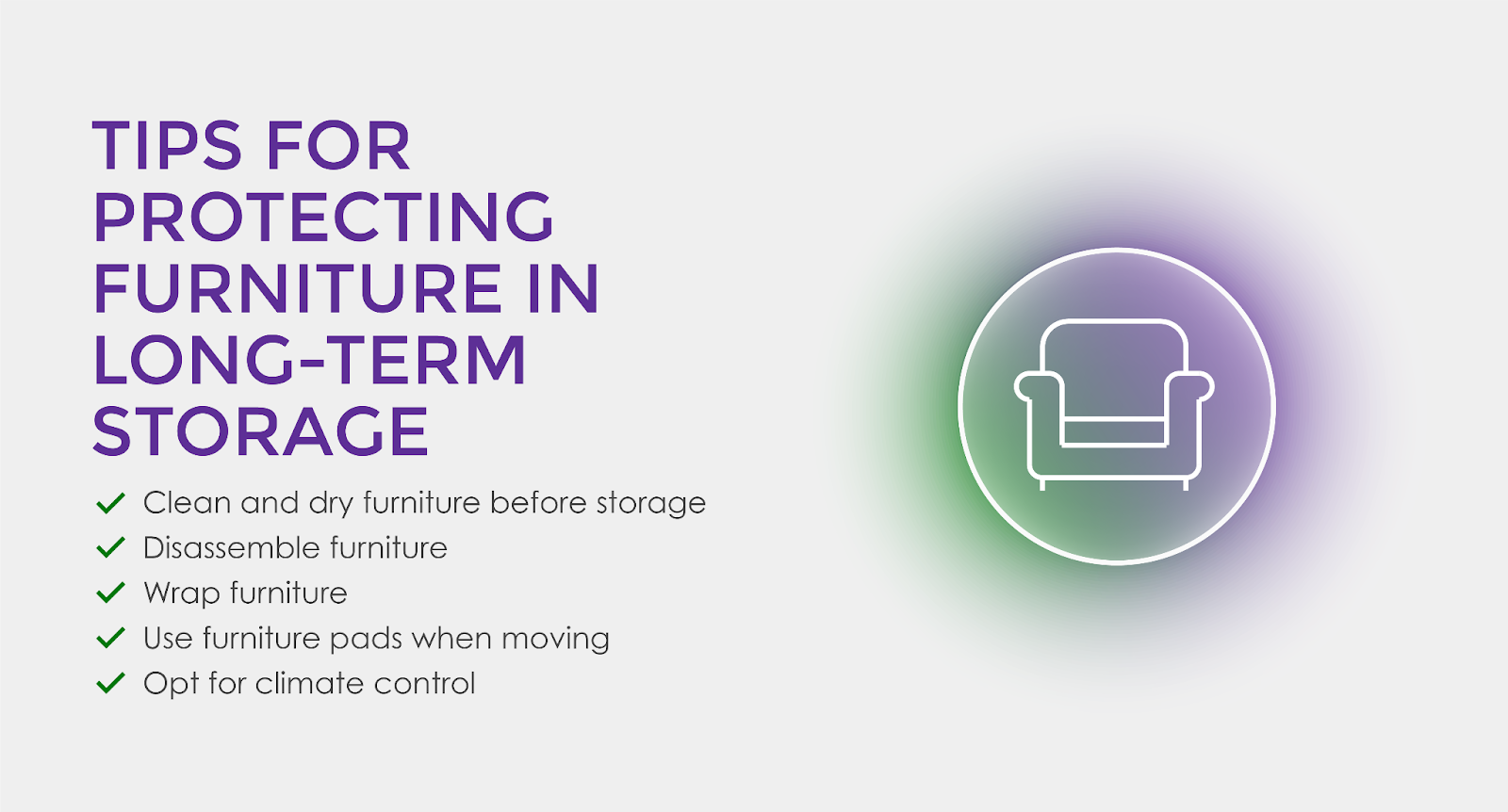 Tips for protecting furniture in long-term storage