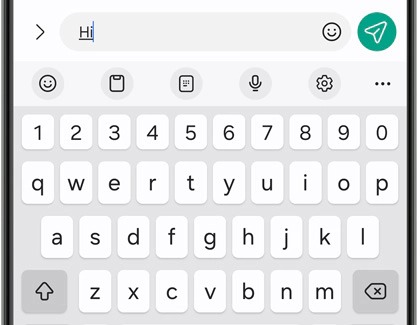 Samsung Keyboard with Settings and options displayed above keys