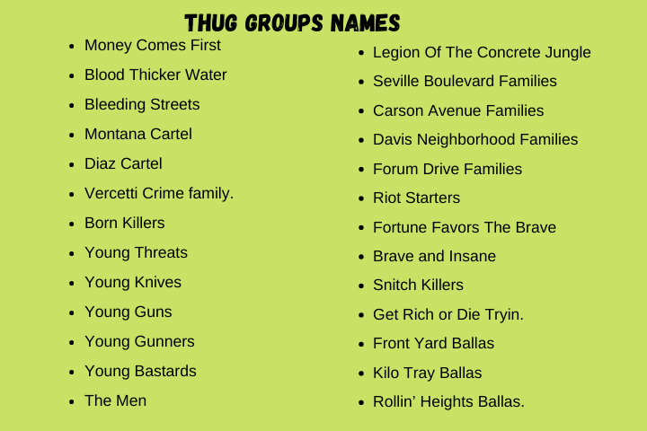 Thug group names