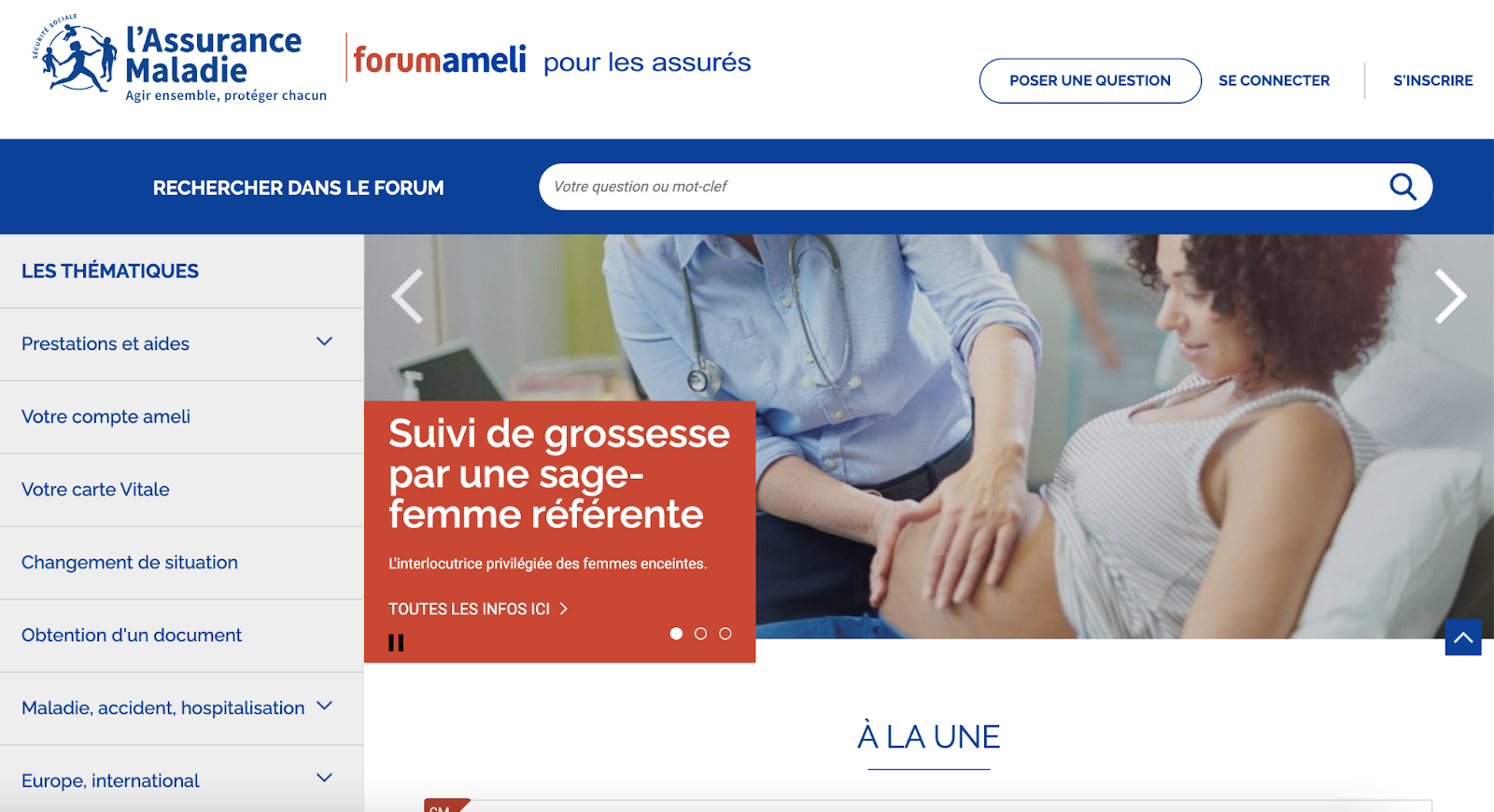 Capture d'écran de Assistance et support sur la plateforme Ameli