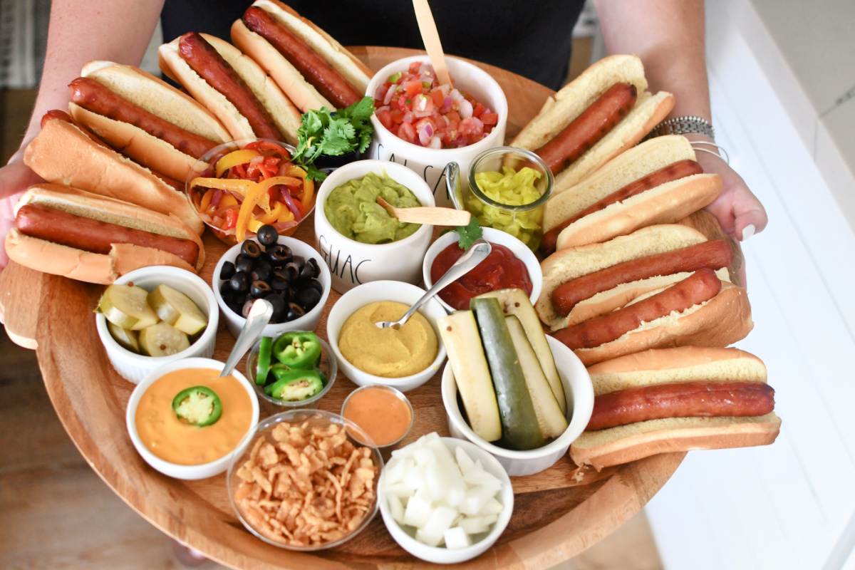 Build Your Own Creative Hot Dog Bar Board for a Crowd! | Hip2Save