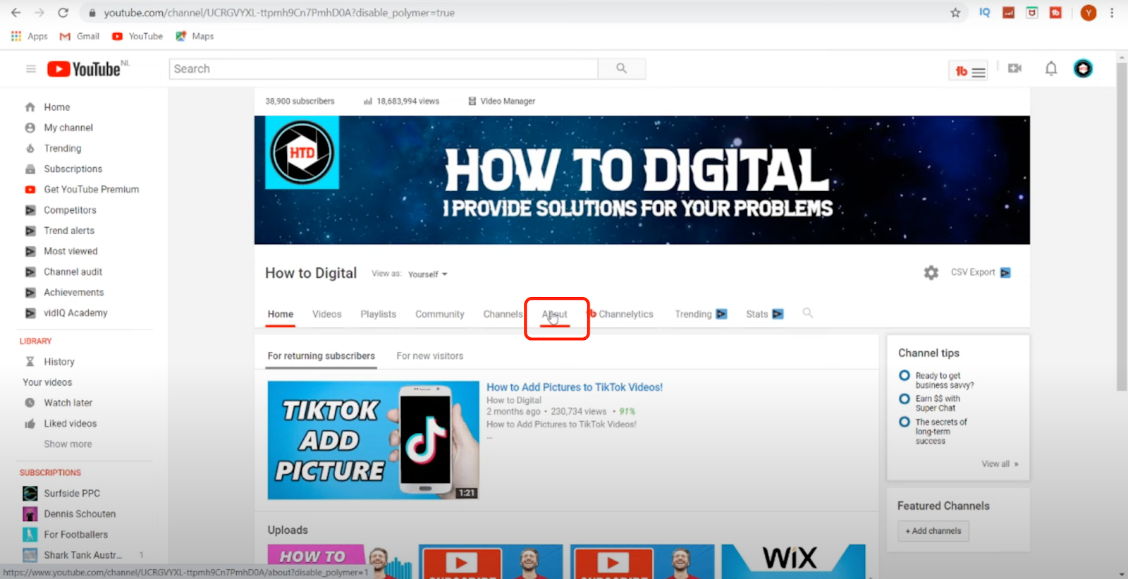 adding social media links to youtube banners