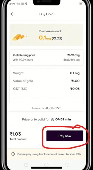 Navi app Gold investment