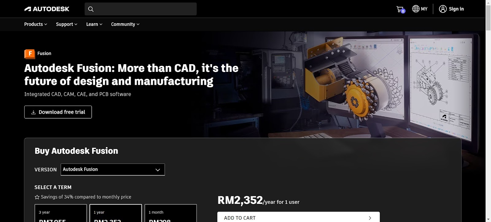 A screenshot of Autodesk's website
