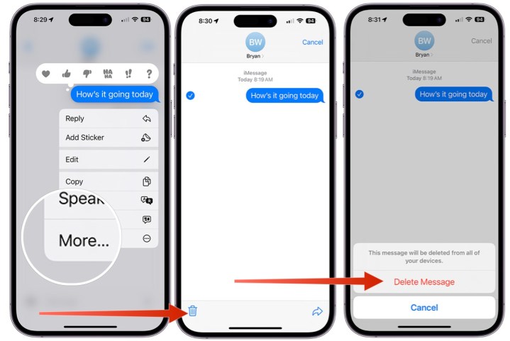 Xóa tin nhắn trong iMessage trên iOS 17.