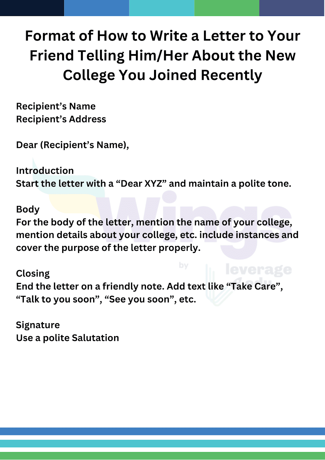 Write a Letter to Your Friend Telling Him/Her About the New College You Joined Recently     