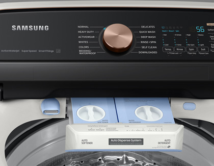 The auto dispense system coming out of a Samsung washing machine