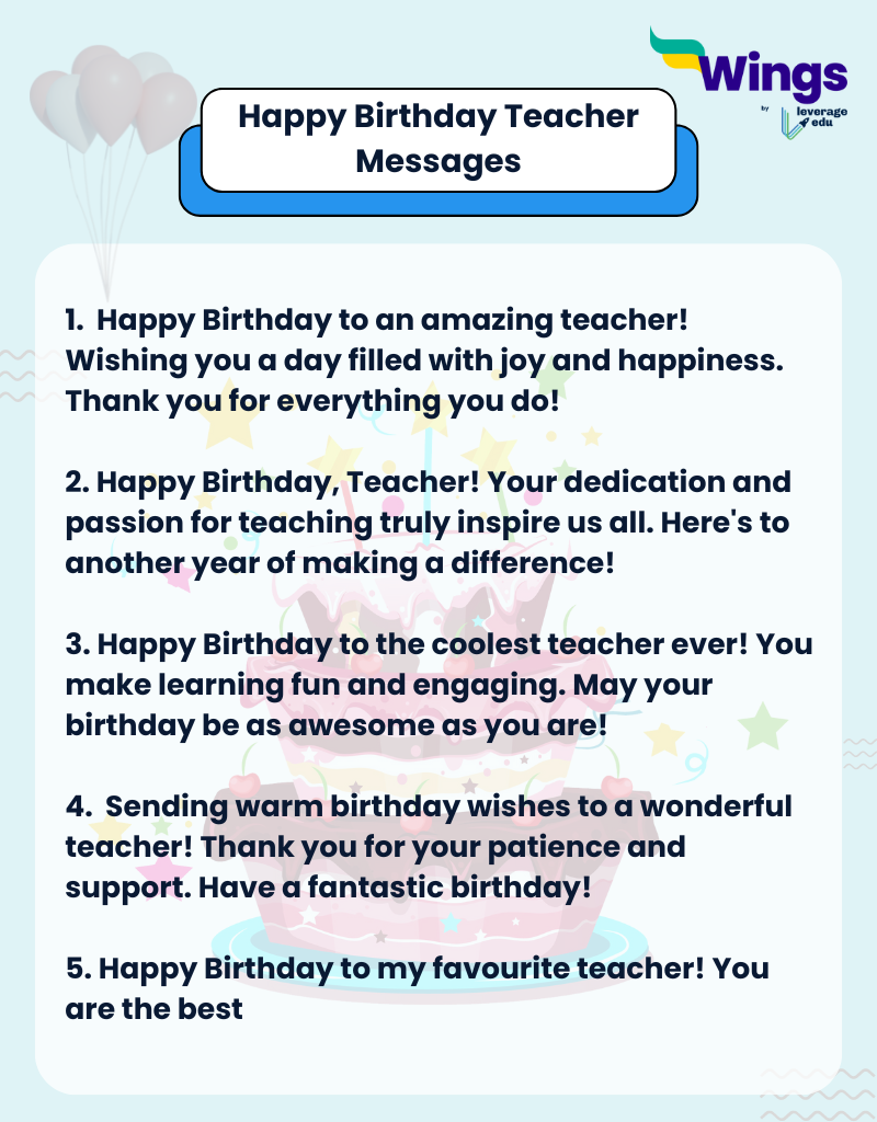 Birthday Wishes for Teachers or Happy Birthday Teacher Messages
