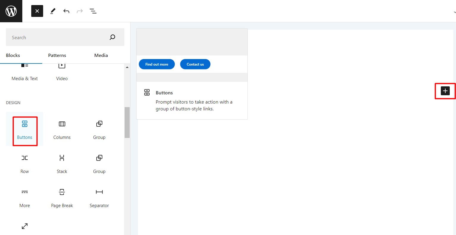 how to add button in WordPress block editor