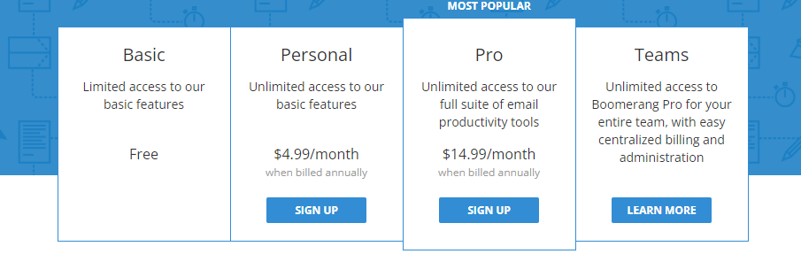 Boomerang Pricing Plans