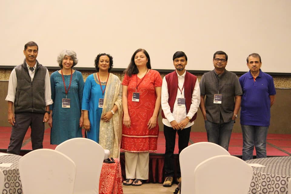 The YIM 2019 organisers and mentors, (left to right) Roop Mallik, Rashna Bhandari, Smita Jain, Richa Rikhy, B. Anand, Dipyaman Ganguly, LS Shashidhara, Dipyaman Ganguly. Credit: Dipyaman Ganguly