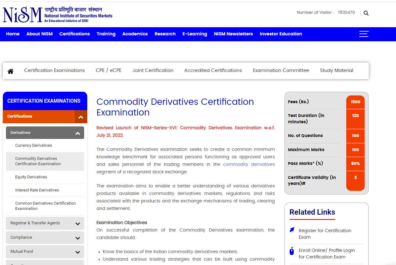 Commodity Derivatives Certification Course by NISM 
