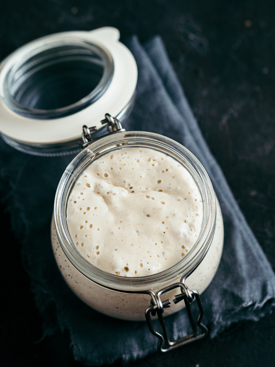 how to make sourdough starter, sourdough starter in a jar