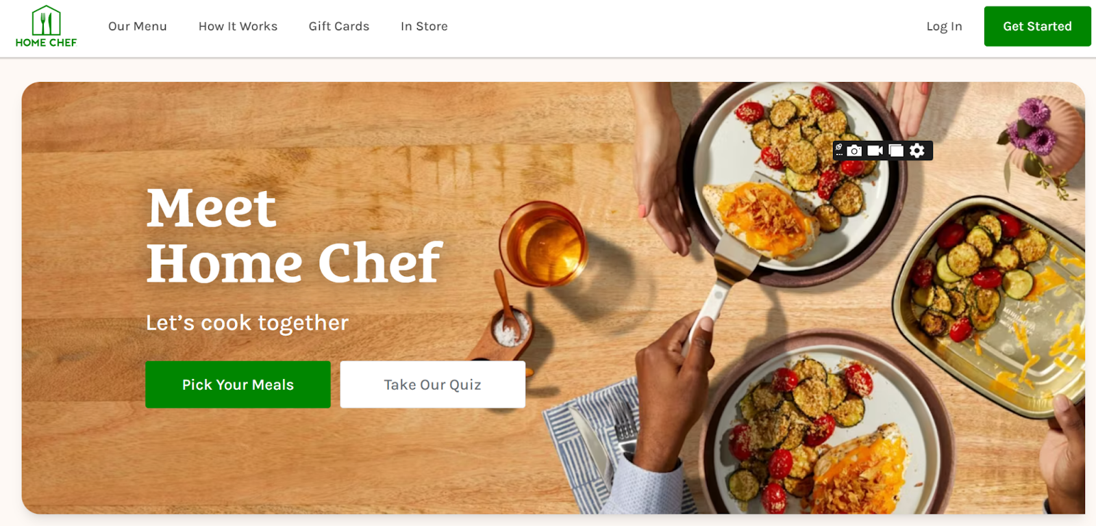 Home chef website homepage