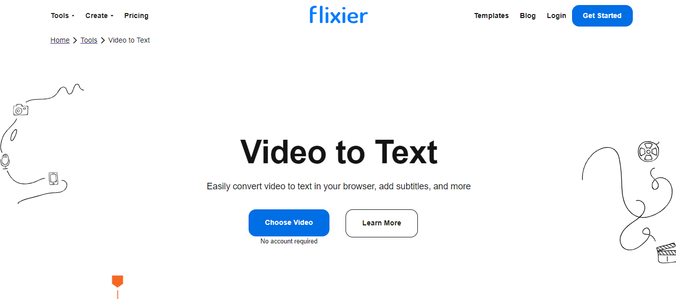 Video to text tools - Flixier