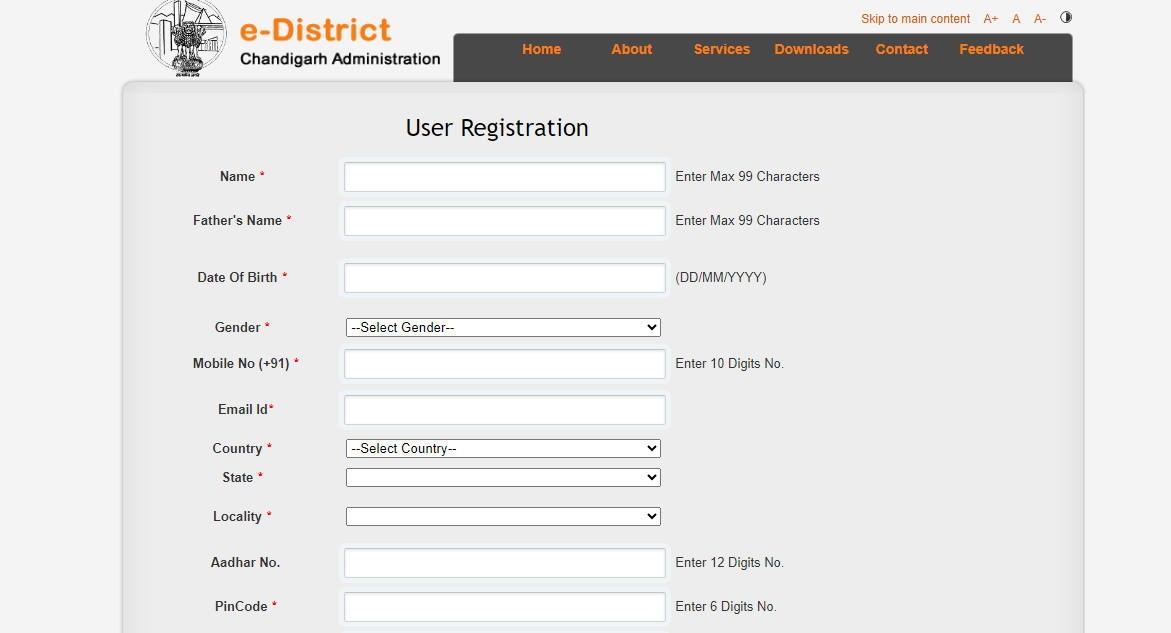 edistrict chandigarh