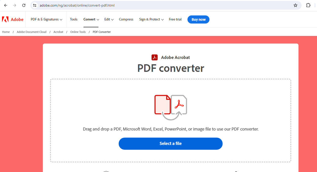 PDF converter on Adobe