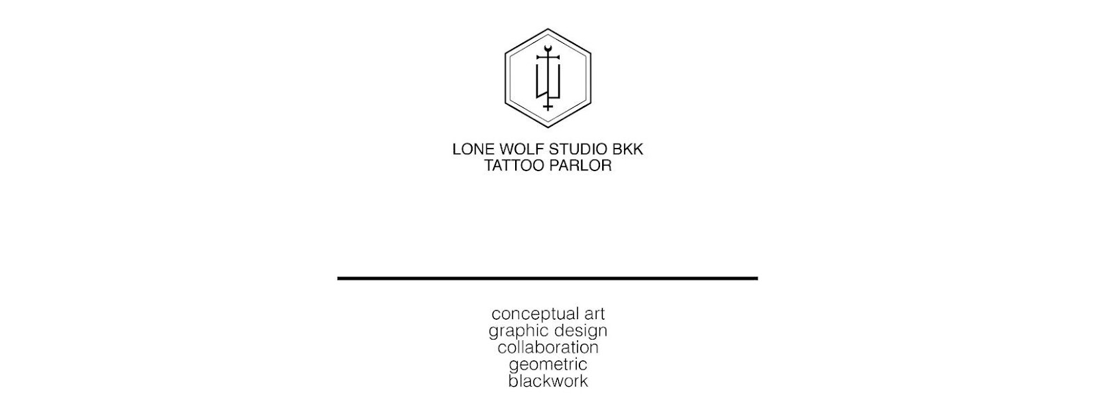 อาจเป็นรูปภาพของ ข้อความพูดว่า "นู้ LONE WOLF STUDIO BKK TATTOO PARLOR conceptual art graphic desigr collabo collaboration geometric blackwork"