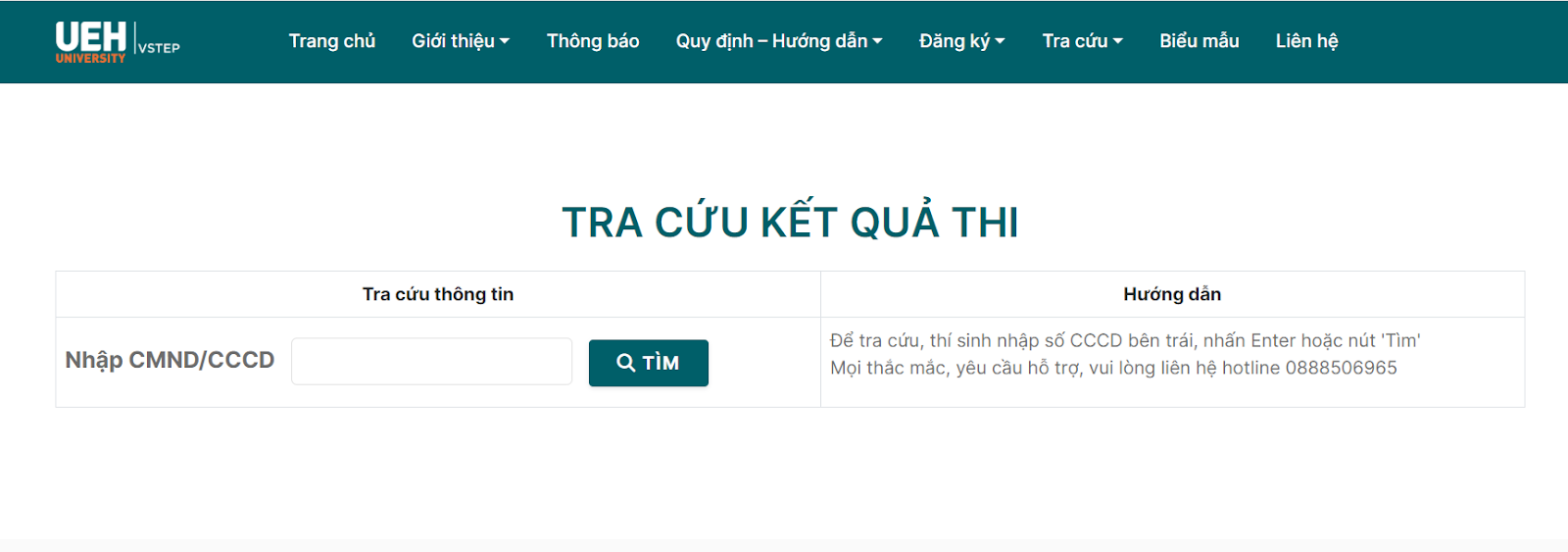Tra cứu kết quả thi VSTEP tại UEH