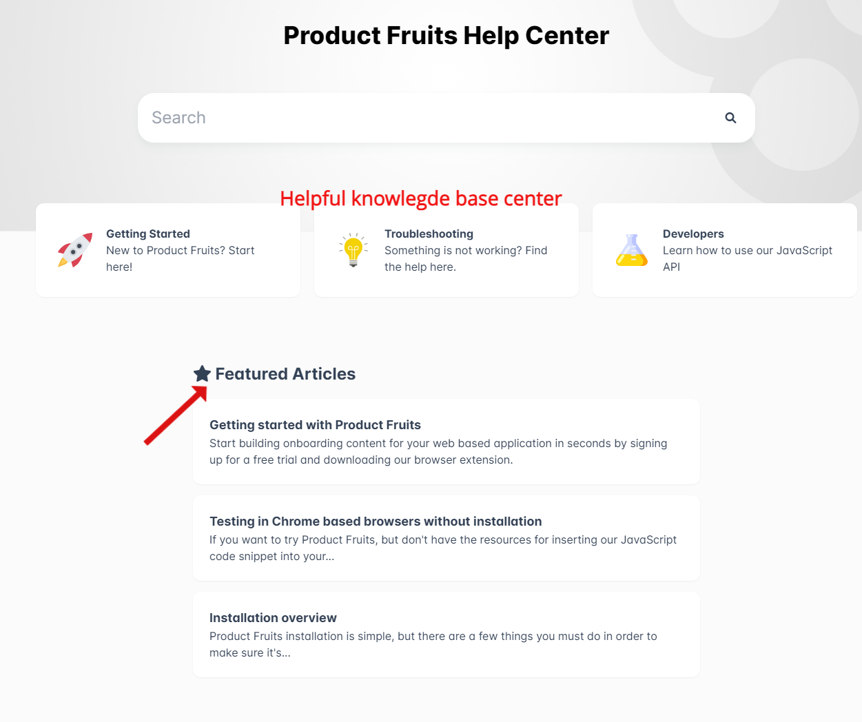 Screenshot of Product Fruits help centre