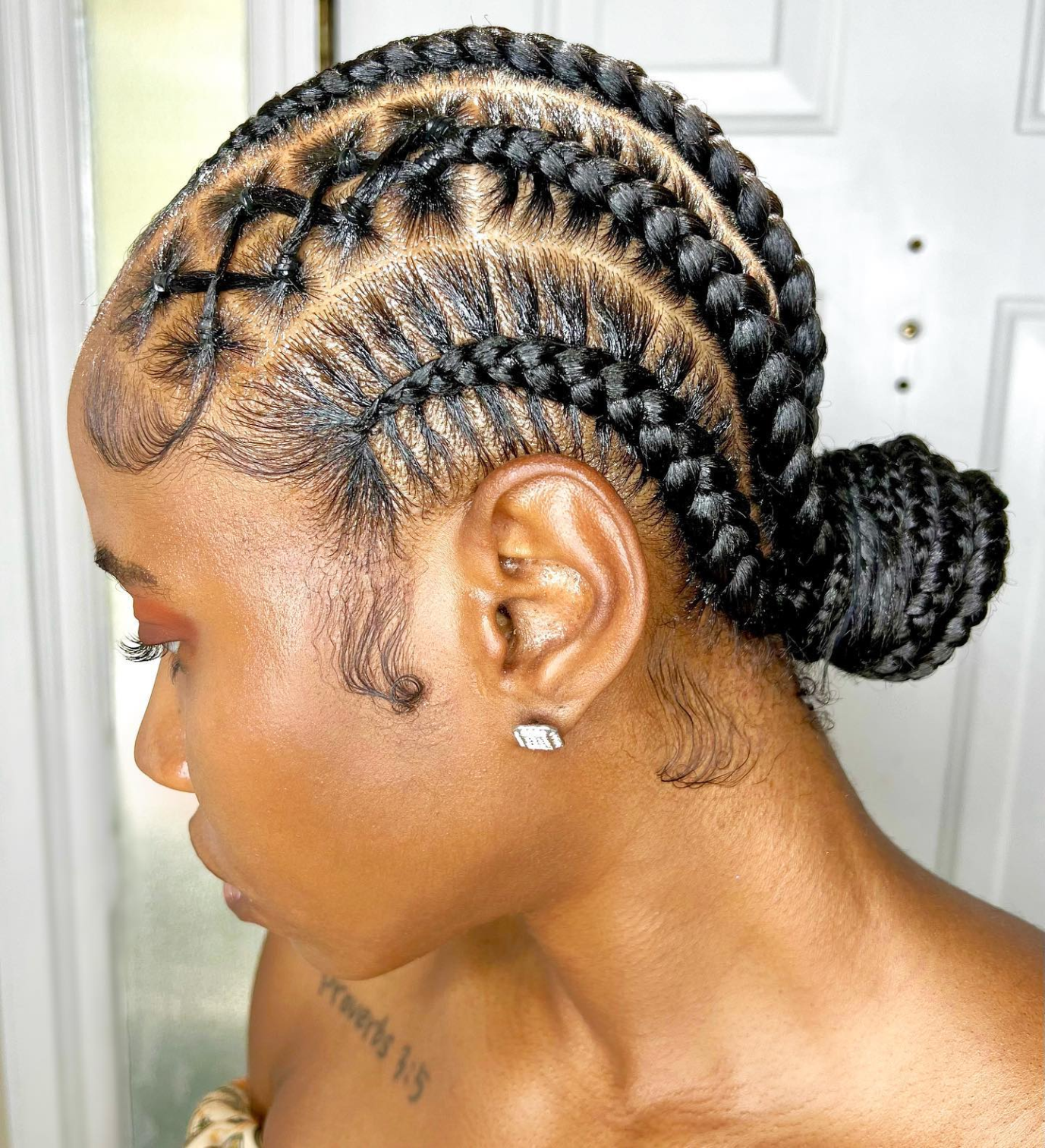 Low Braided Bun for Black Hair