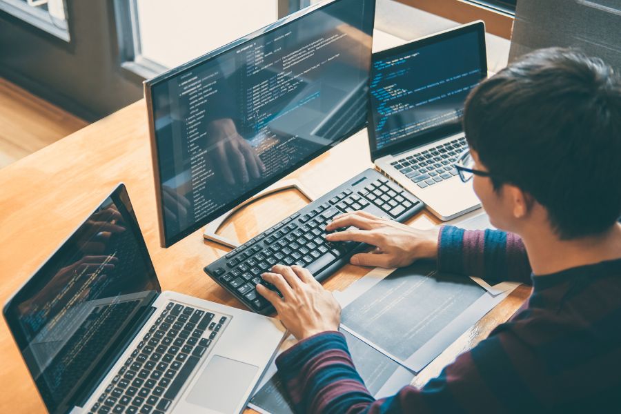 A person working on a computer