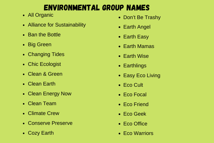 Environmental Group Names