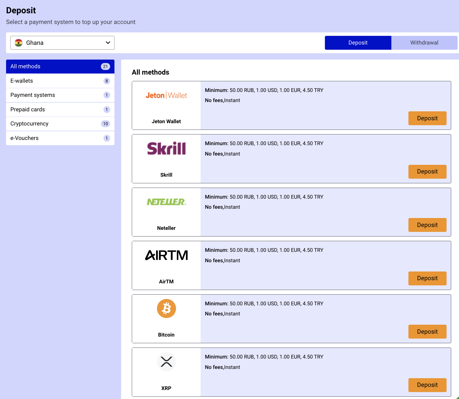Paripesa Ghana payment methods 
