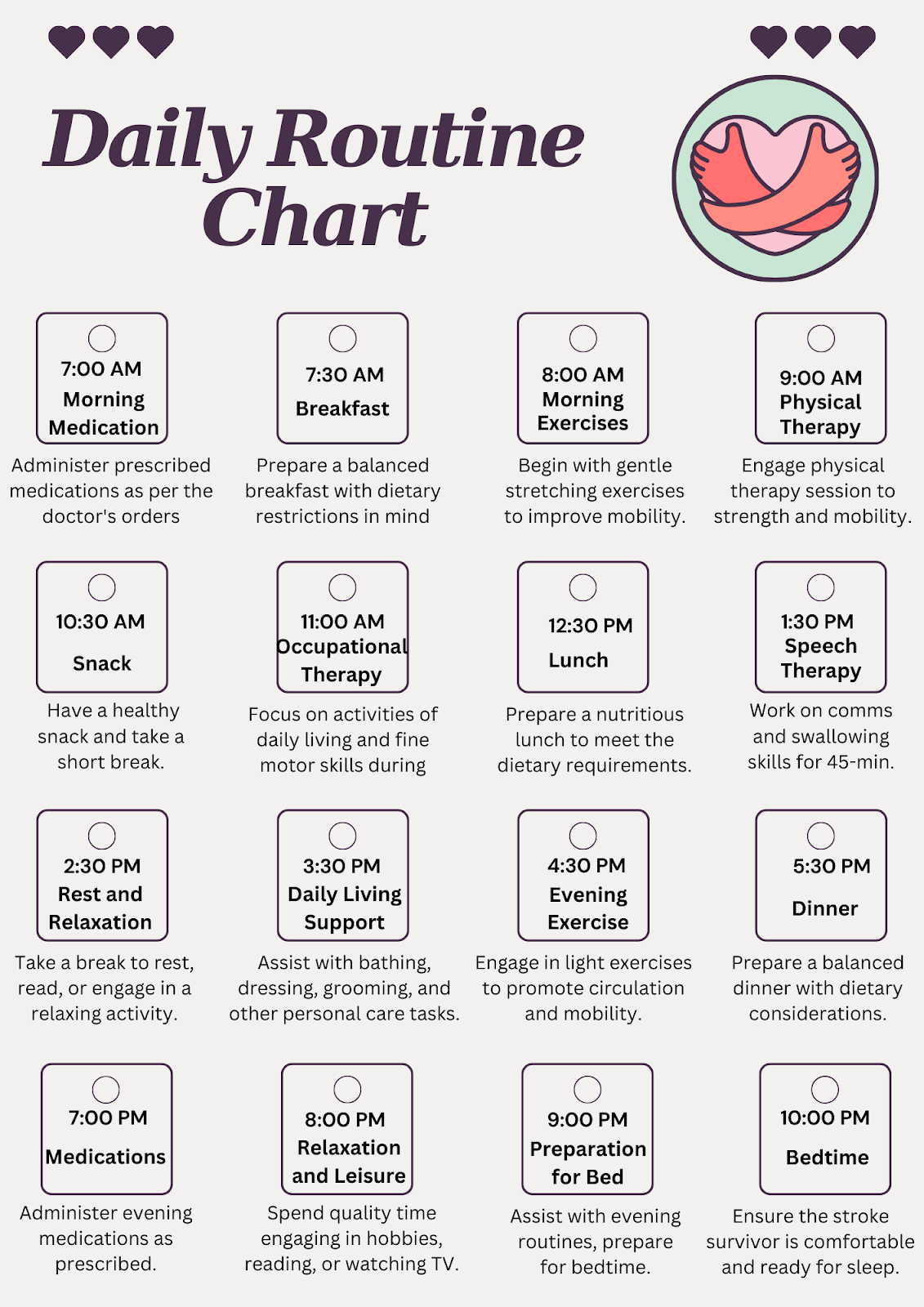 Daily routine chart