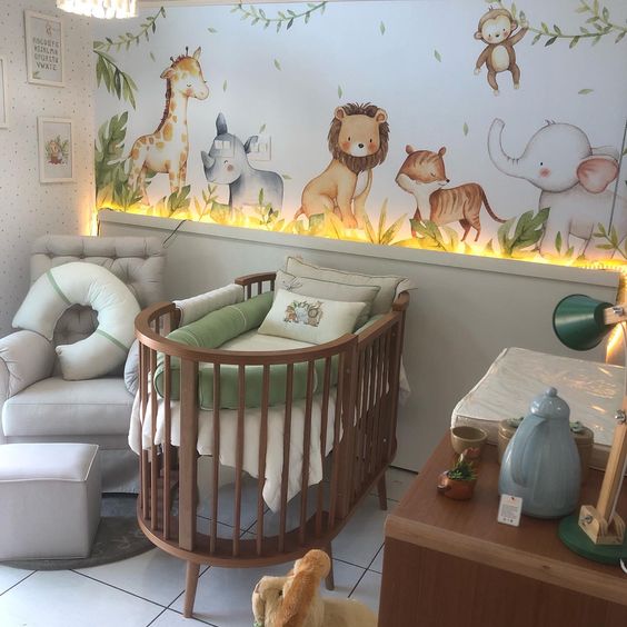 quarto de bebe tema safari bege