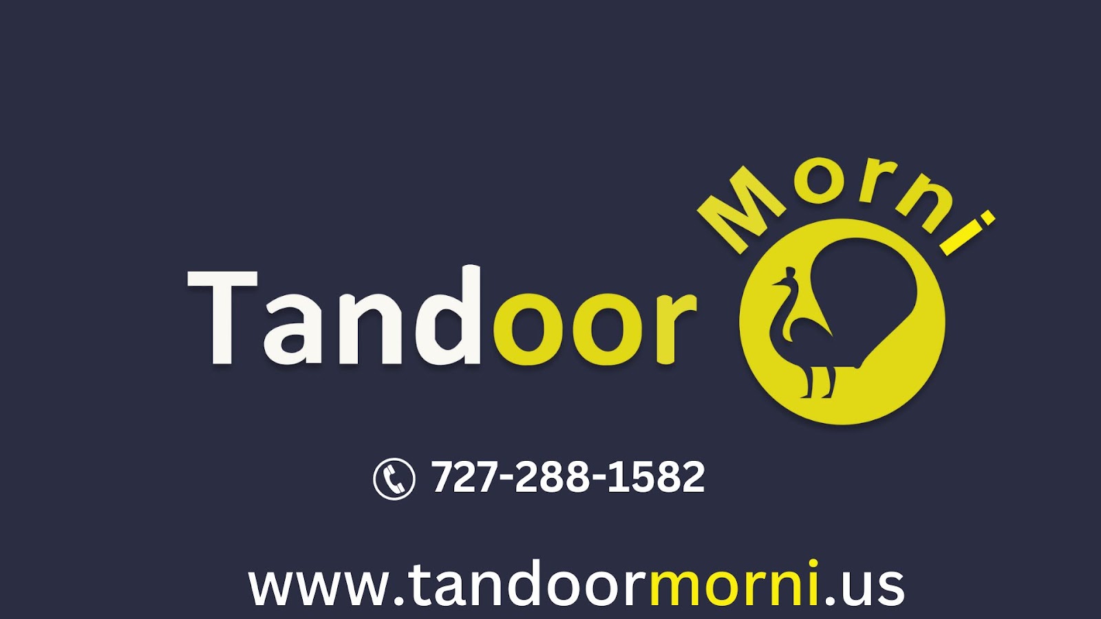 The image prominently showcases the Tandoor Morni logo and contact phone number, ensuring direct accessibility. Additionally, it prominently features the URL of Tandoor Morni's website tailored specifically for the USA market, providing convenient access to their range of products and services within the region.