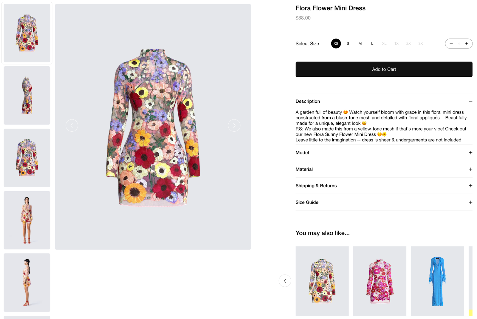 Screenshot of the generative AI product development concept for a flowered dress from FINESSE.