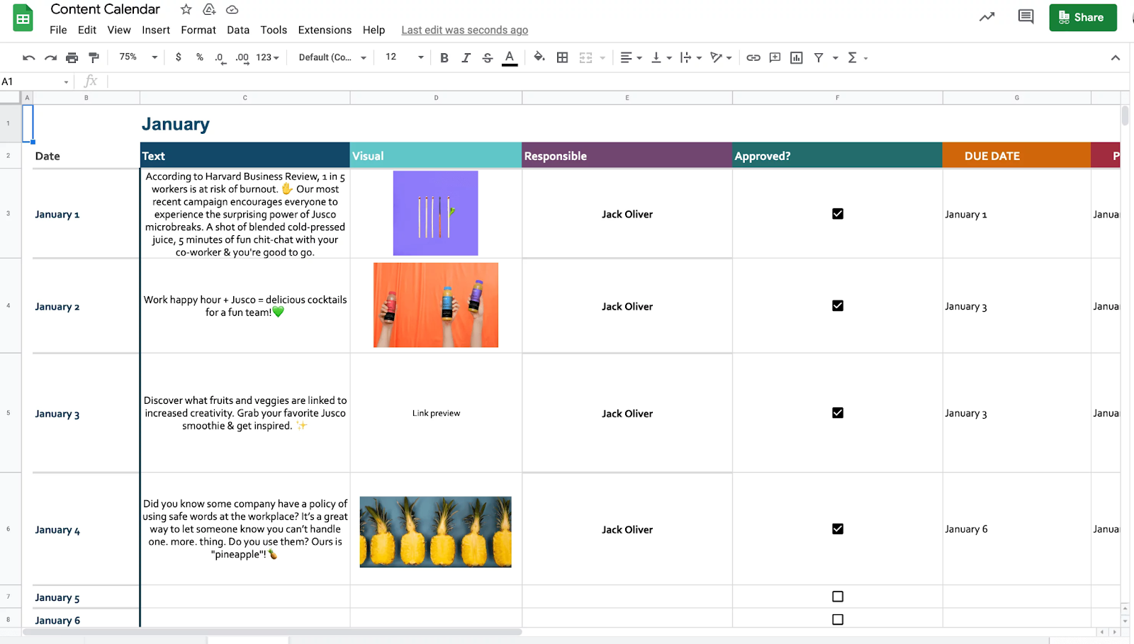 Content Calendar - Quality Content