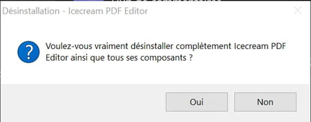 cliquez sur Oui pour confirmer la désinstallation