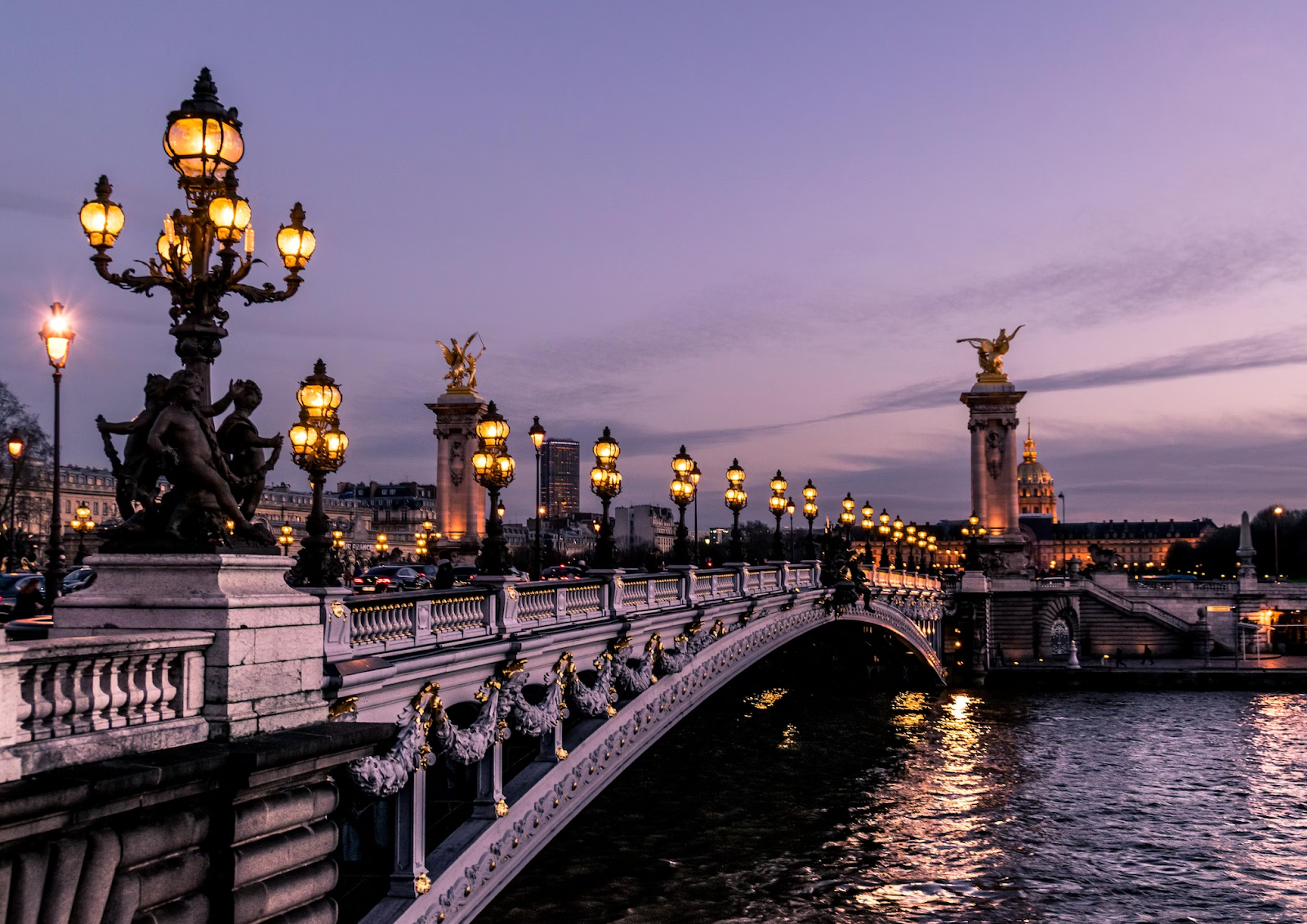 Pont Alexandre III in Paris at night