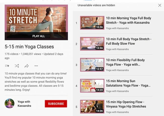 Yoga Classses on YouTube