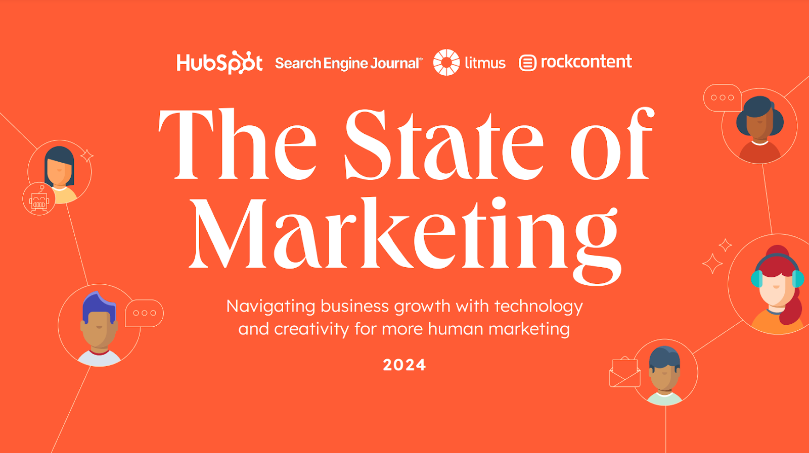 Image of the cover page of The State of Marketing Report 2023 by HubSpot.