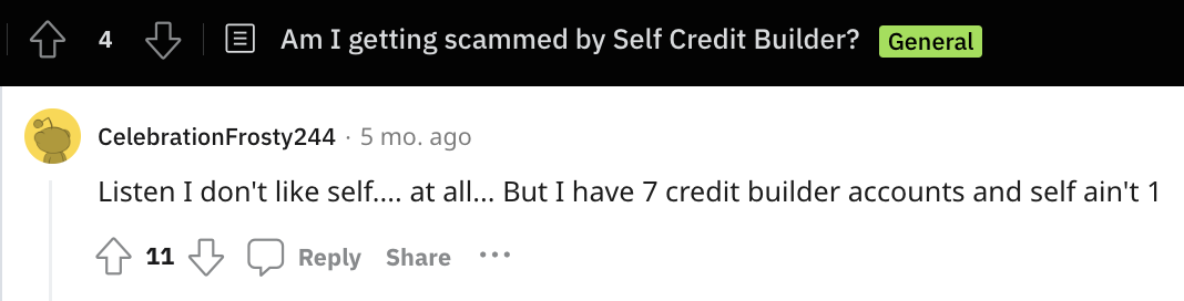 Self Credit Builder reviews
