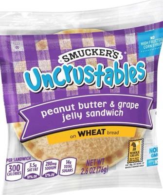 Smucker's Uncrustables Frozen Whole Wheat Peanut Butter & Grape Jelly  Sandwiches - 8oz/4ct : Target