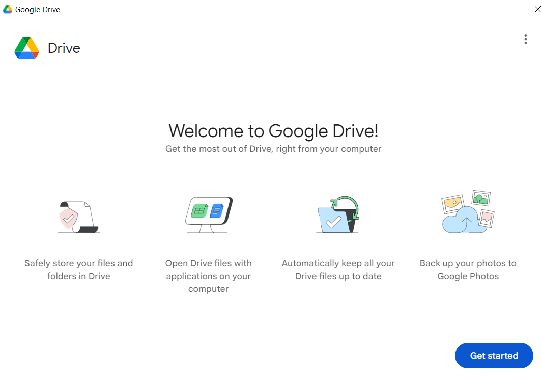 Screenshot of step 1 of Google Drive Setup - "Welcome to Google Drive"