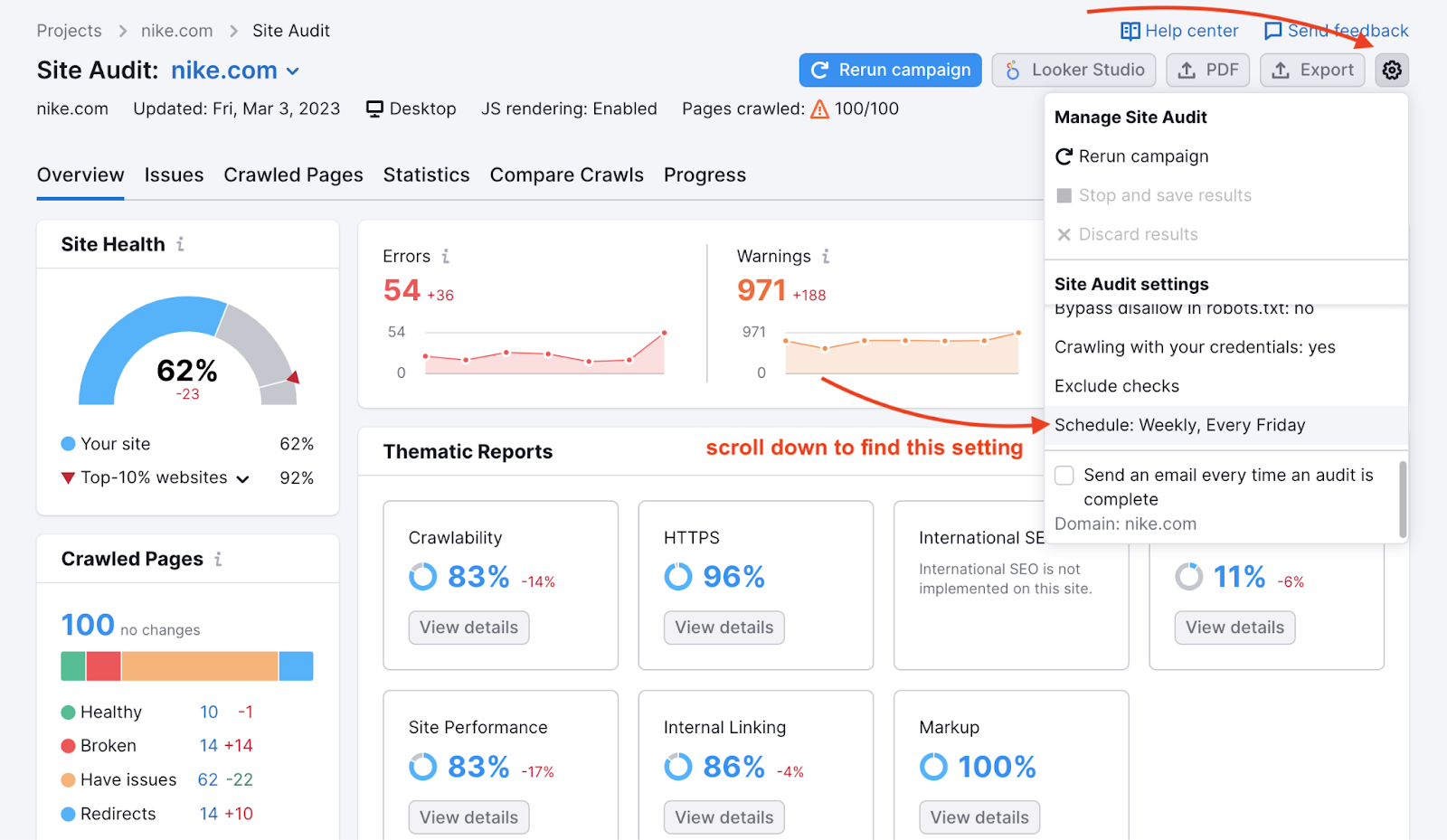 Site Audit for Semrush