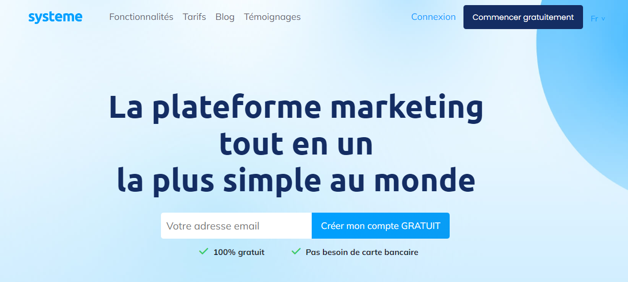 home page systeme io