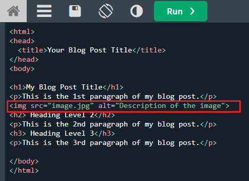 Adding an Image to an HTML Blog Post via Code