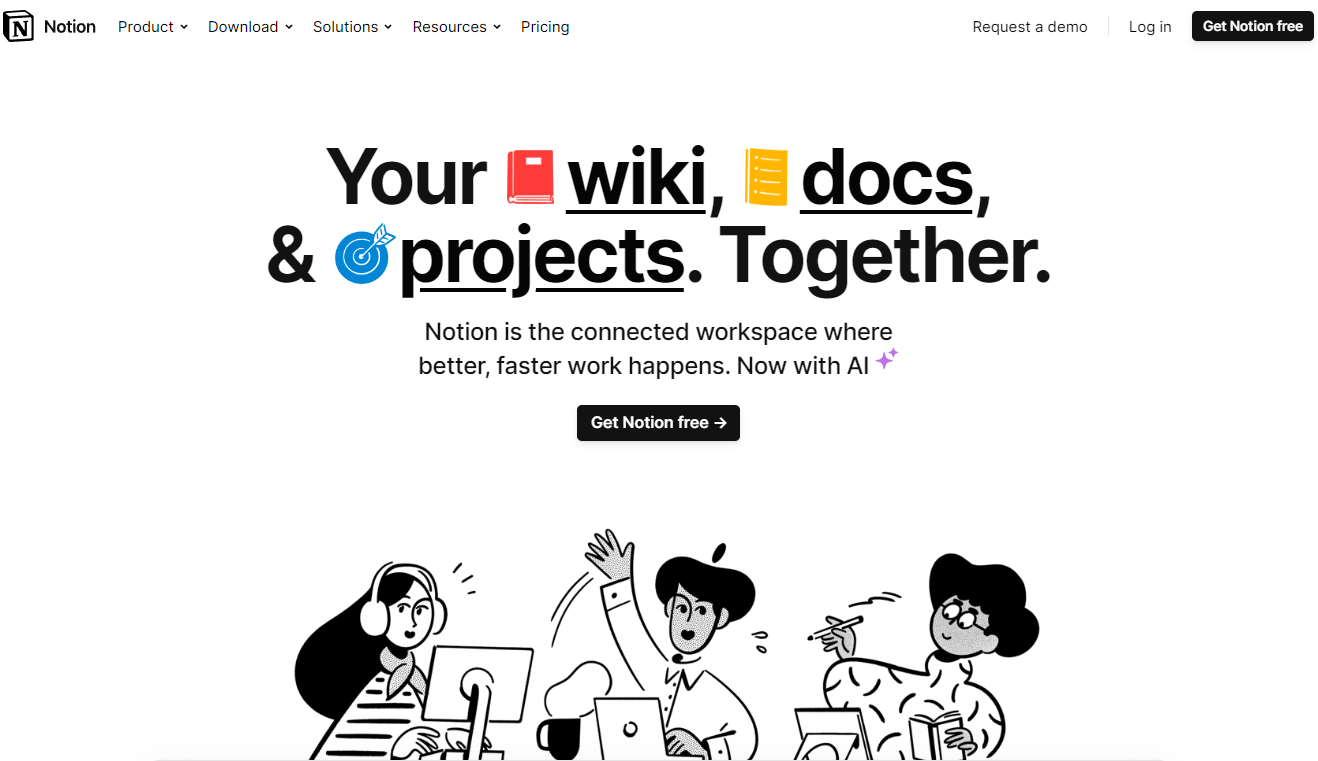 Your wiki, docs & projects. Together with Notion