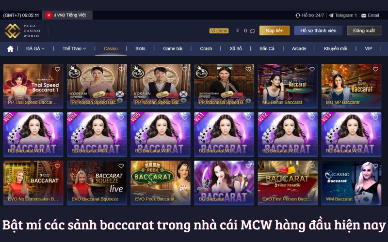 Bật mí các sảnh baccarat trong nhà cái MCW hàng đầu hiện nay