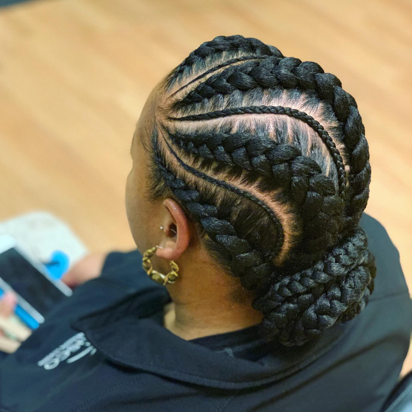 Chunky Side Braids Braided Bun for Black Hair