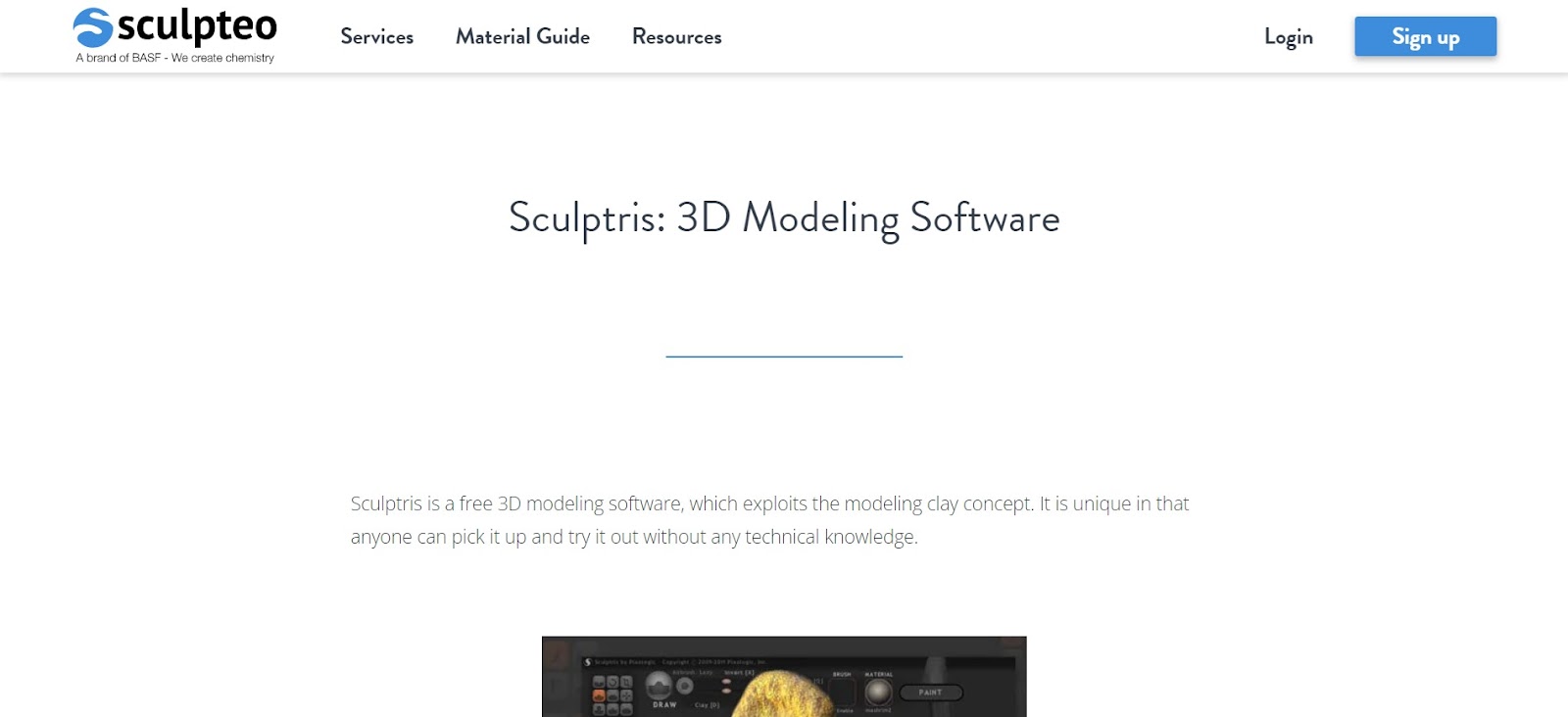 A screenshot of Sculpteo's website