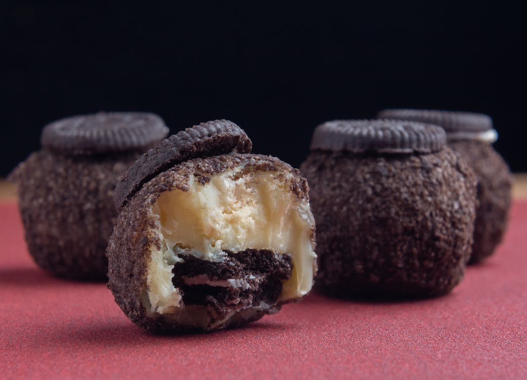 Free Chocolate Pastries With White Cream Stock Photo